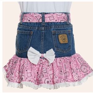 Kiddie Korral Pink Bandanna Denim Skirt with Bow Size 10 NWT